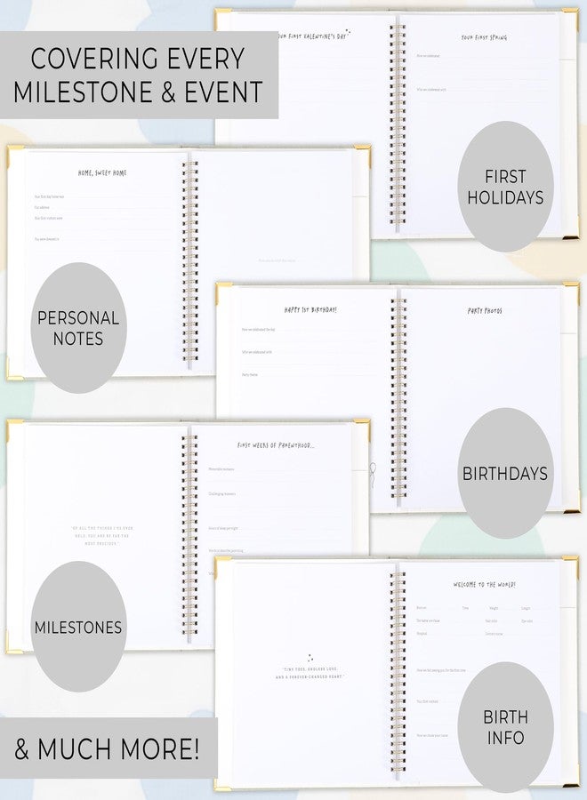 ZICOTO Keepsake Baby Memory Book for Boys and Girls – Timeless First 5 Year Baby Book – Neutral Journal Scrapbook or Photo Album - Record a Milestone for Every Event from Birth to Age 5 - Image 5